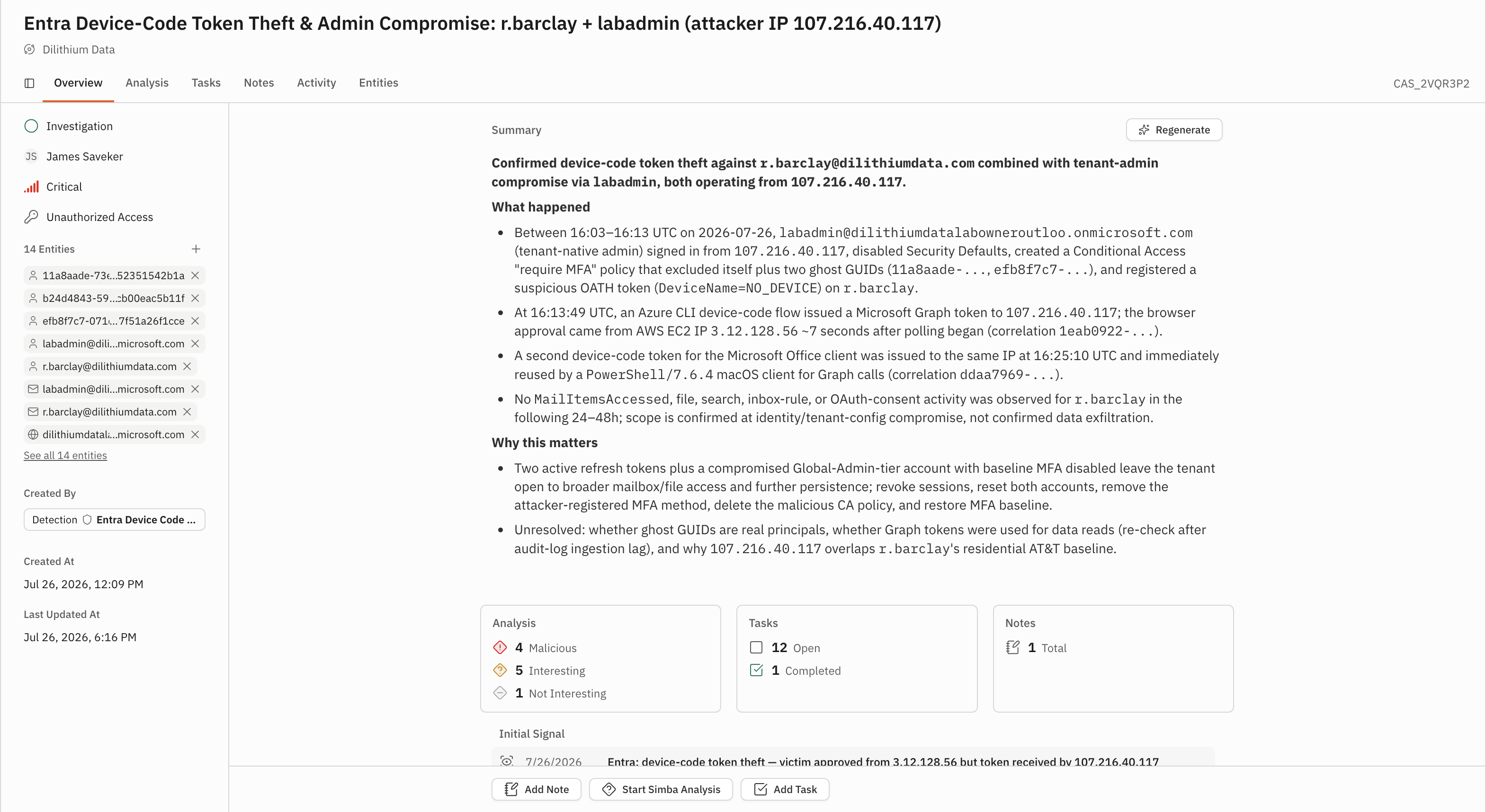 Case Overview showing the Summary, What happened, Why this matters, and case
cards